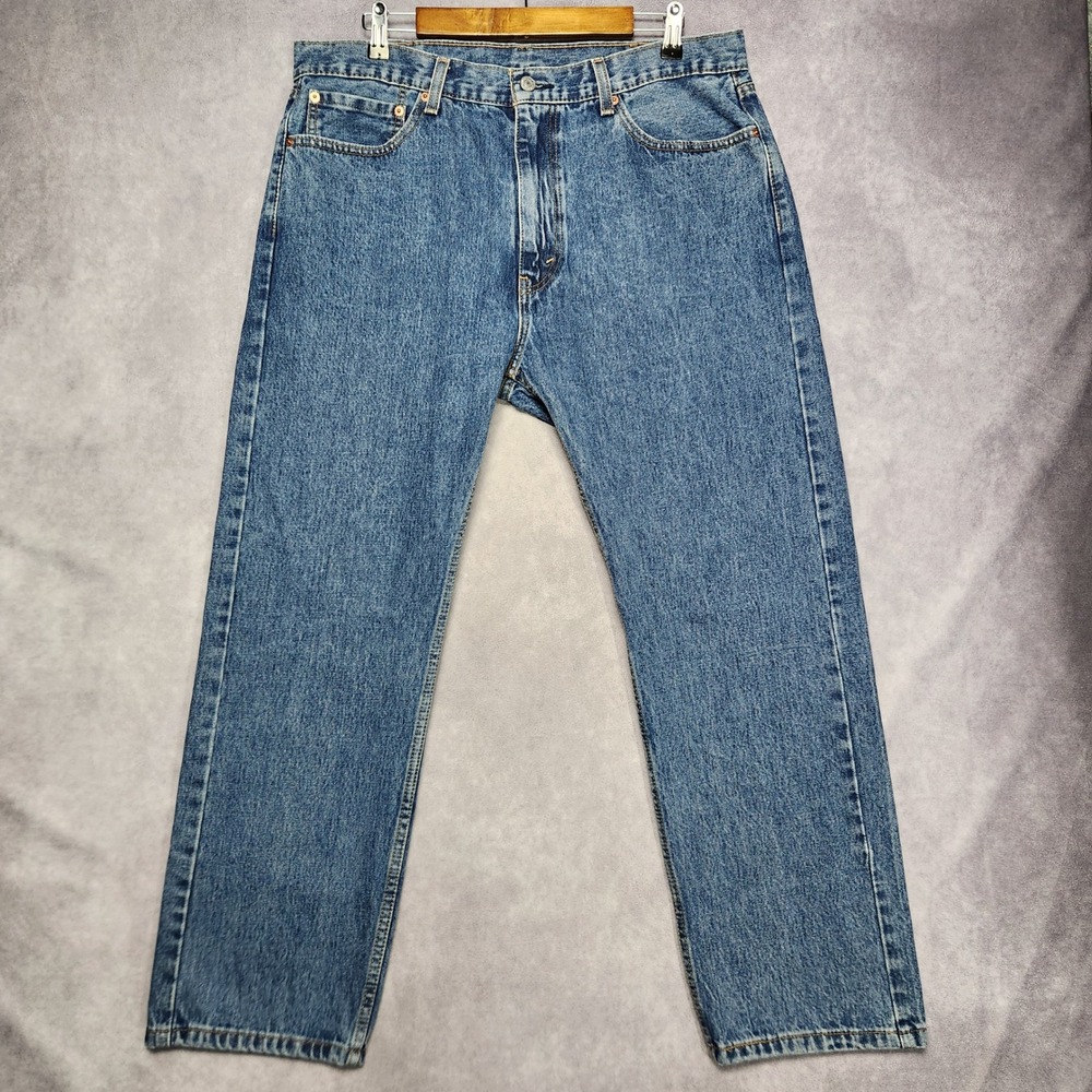 Levi's 505 Regular Fit Mens Jeans size 36‎ 38x29 Blue Straight Leg Classic Denim - Picture 4 of 14